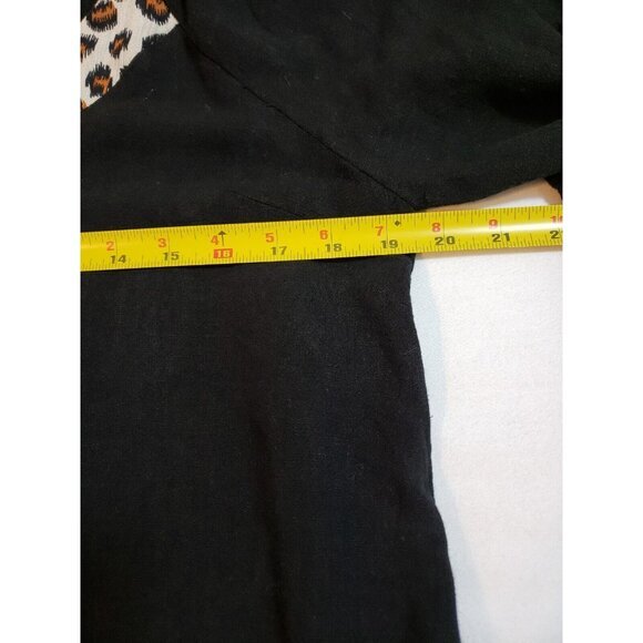 Umgee Linen blend tunic black animal print long balloon sleeves size S NEW - Picture 12 of 16